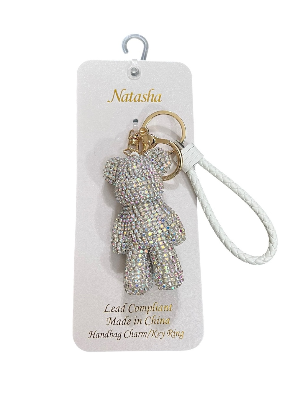 The Viral Natasha Iridescent Crystal Teddy‎ Bear Handbag Charm